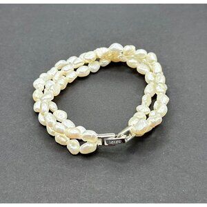 J. Crew Freshwater Pearl Triple Strand Layered Bracelet 7"